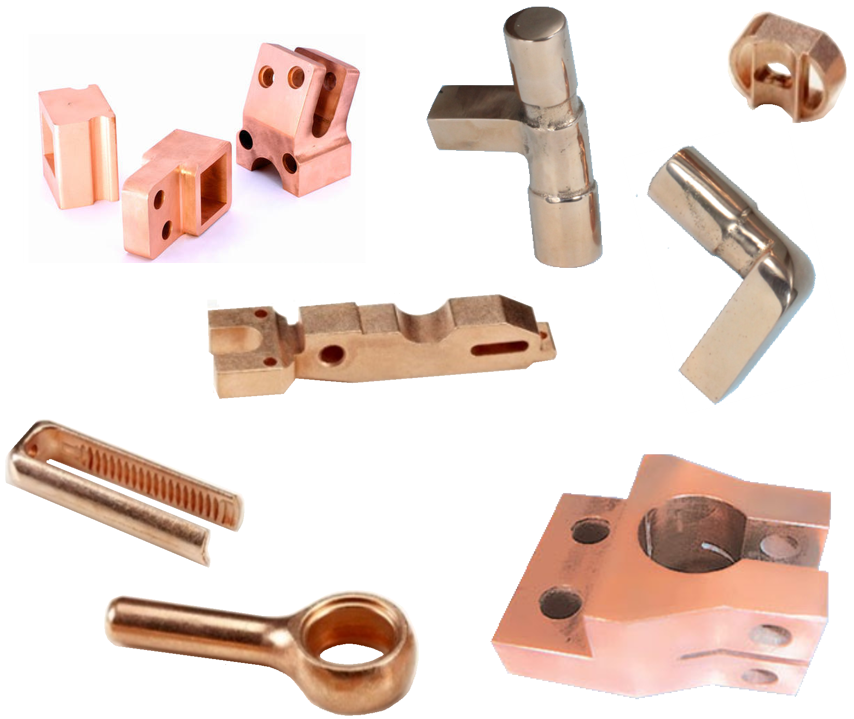 Conector e terminal de cobre para correntes elétricas elevadas Conector e terminal de cobre para correntes elétricas elevadas